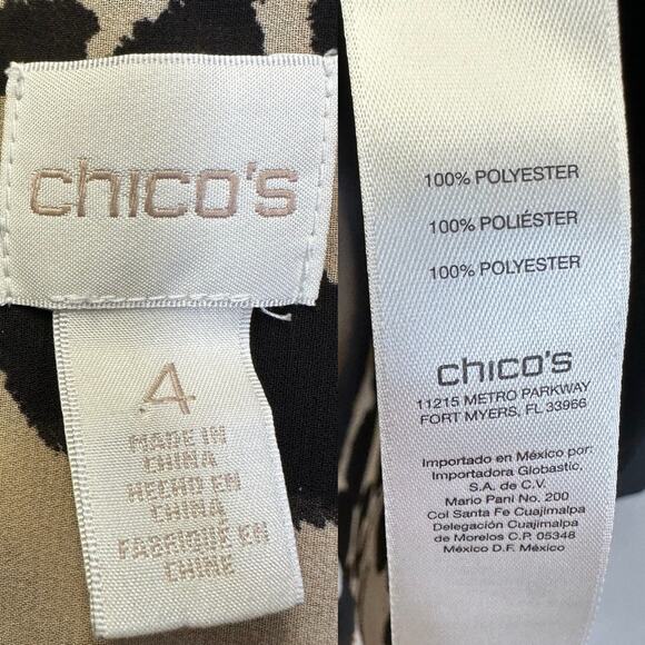 Chico's Ocelot Print Button Up Long Sleeve Blouse Sheer US Size XXL Chicos 4 - Picture 13 of 15